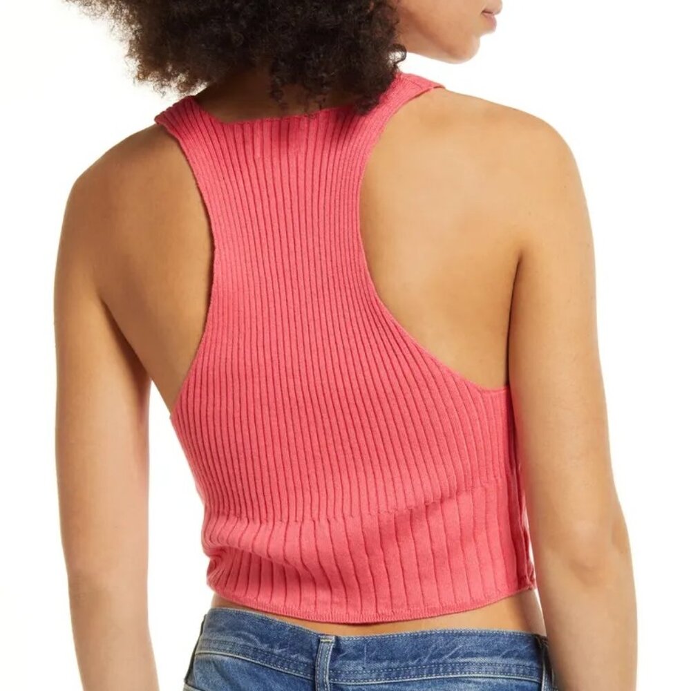 Free People Halter Ego Swit Cami Ribbed Crop Tank Top Electropop Pink XS NWT - Picture 8 of 11